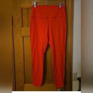 Lululemon Cropped Leggings Sz 12, Orange/Coral Euc